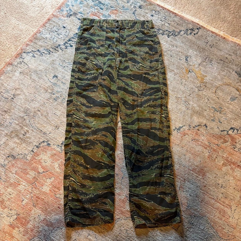Vintage Tiger Stripe Camo Cargo Pants Mens 32 Green Grunge Military Y2K Skater